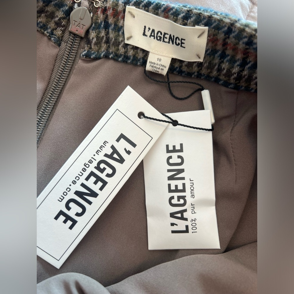 L'AGENCE Zander Button Mini Skirt in Tan And Teal NWT - Picture 13 of 16